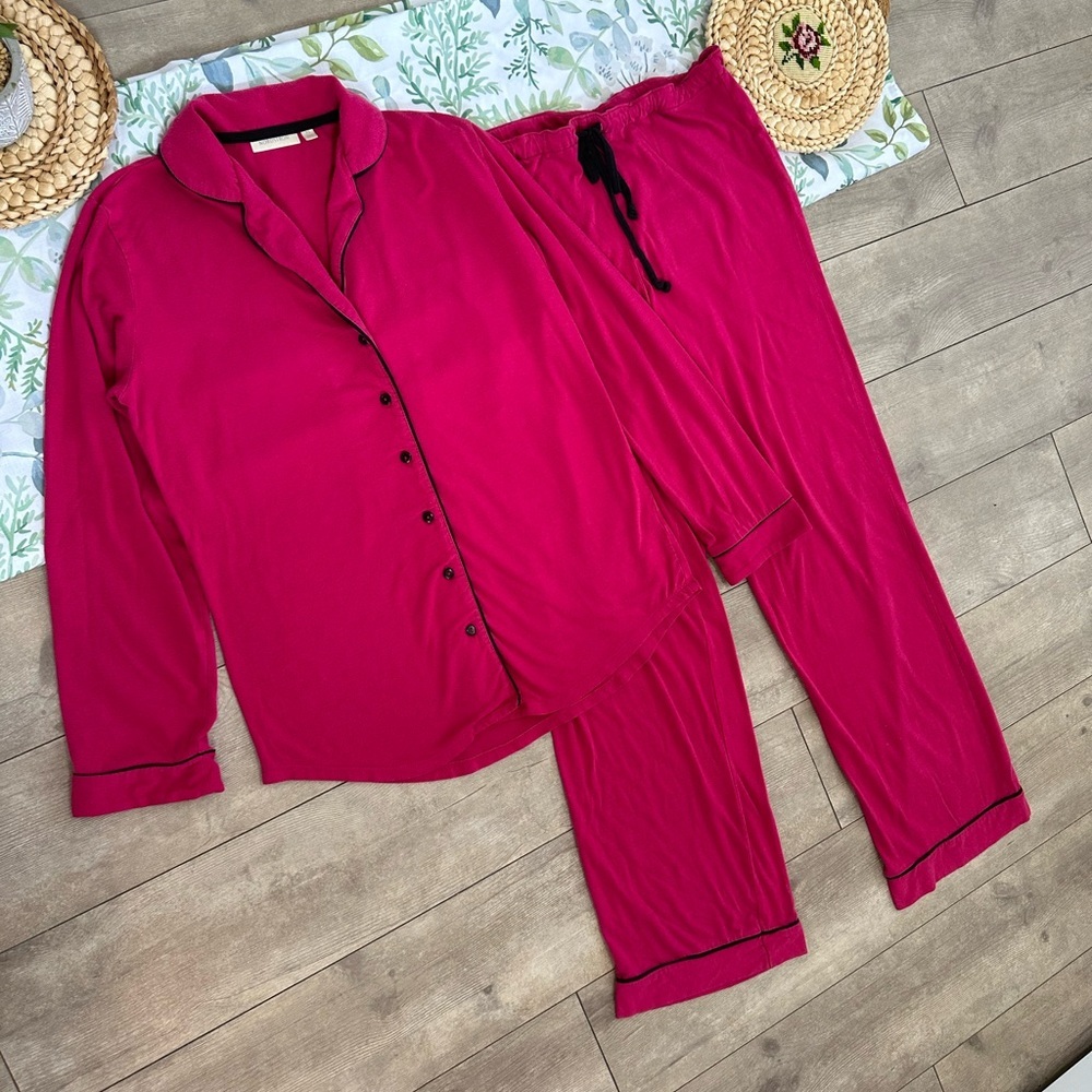 Vintage Nordstrom Women’s Pink Button Down Pajama Set Long Sleeve Size XS SOFT - Picture 5 of 13